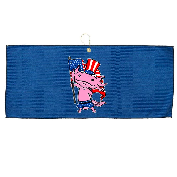 Patriotic Axolotl USA Flag Funny 4th Of July United States Large Microfiber Waffle Golf Towel