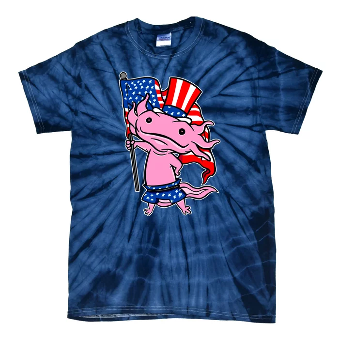 Patriotic Axolotl USA Flag Funny 4th Of July United States Tie-Dye T-Shirt