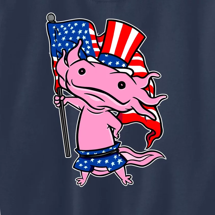 Patriotic Axolotl USA Flag Funny 4th Of July United States Kids Sweatshirt