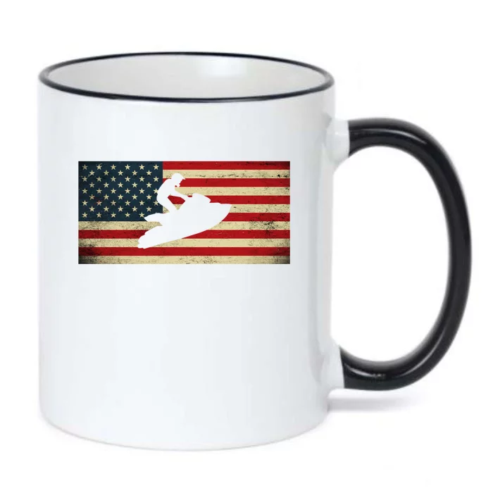 Patriotic American Usa Flag Jet Skiing Jet Ski Lover Gift Black Color Changing Mug