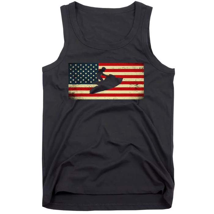 Patriotic American USA Flag Jet Skiing Jet Ski Lover Tank Top