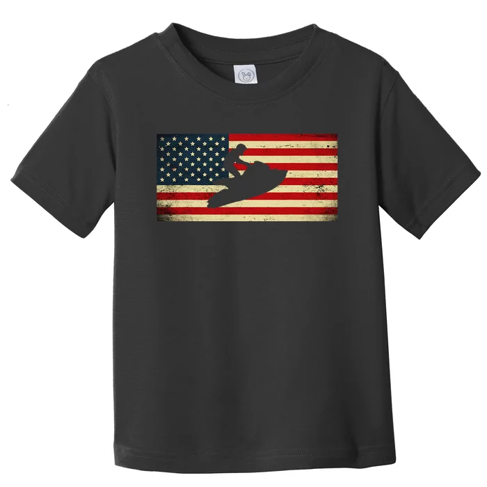 Patriotic American USA Flag Jet Skiing Jet Ski Lover Toddler T-Shirt