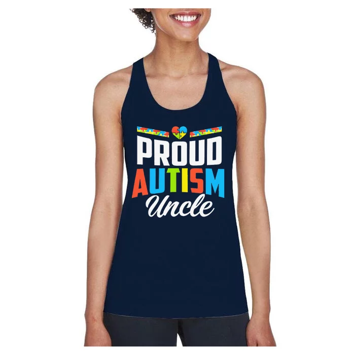 Proud Autism Uncle Awareness Support Women's Racerback Tank