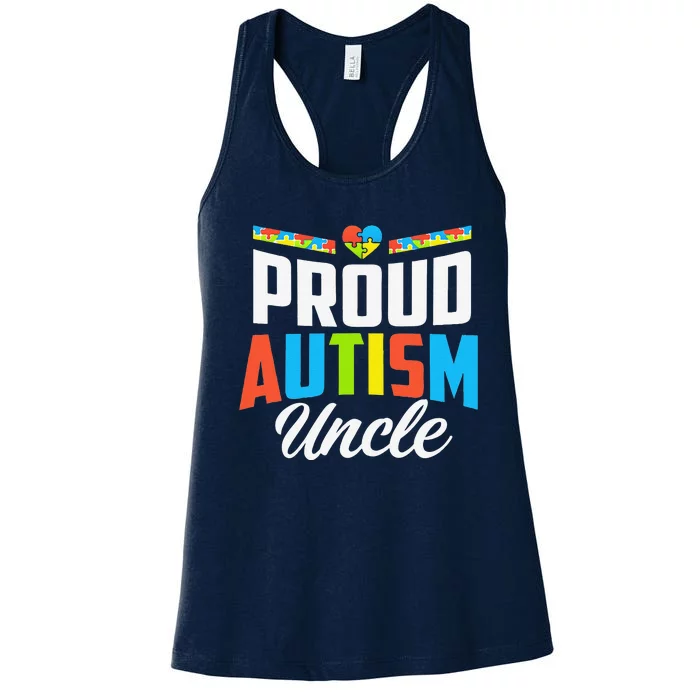 Proud Autism Uncle Awareness Support Women's Racerback Tank