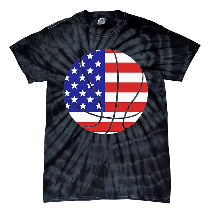 Patriotic American US Flag Fourth July Basketball Tie-Dye T-Shirt