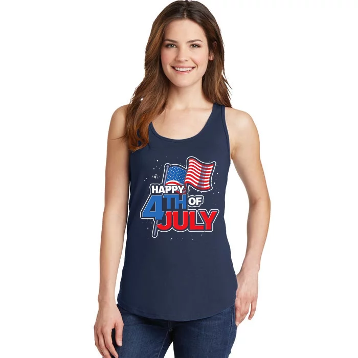 Proud American United States US Flag Happy 4th Of July Ladies Essential Tank