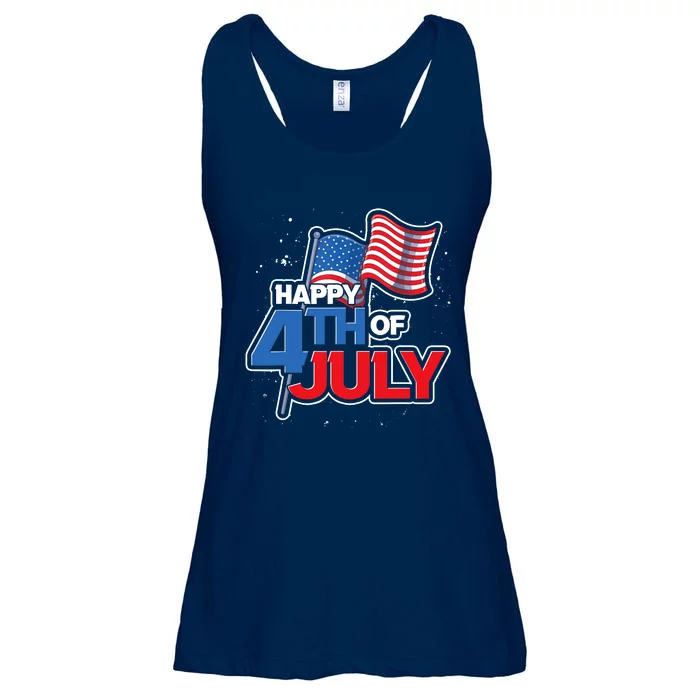 Proud American United States US Flag Happy 4th Of July Ladies Essential Flowy Tank