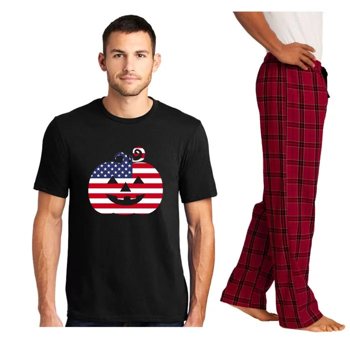 Patriotic America Usa Flag Pumpkin Halloween Pajama Set