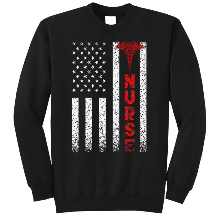 Patriotic American USA Flag Registered Nurse Tall Sweatshirt