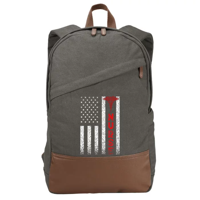 Patriotic American USA Flag Registered Nurse Cotton Canvas Backpack