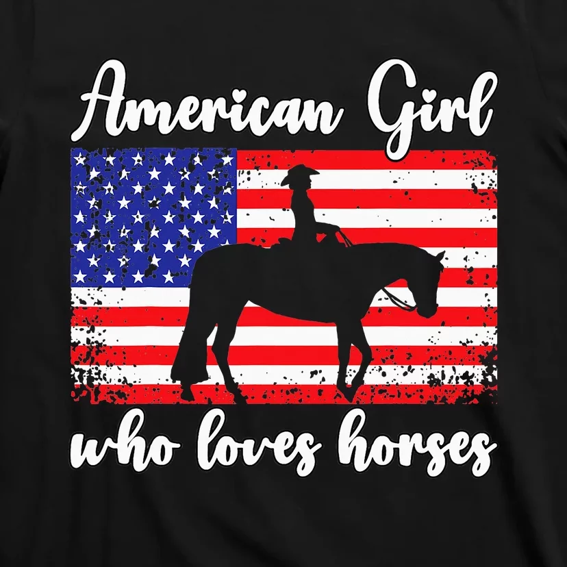 Proud American Usa Flag Who Loves Horses. T-Shirt