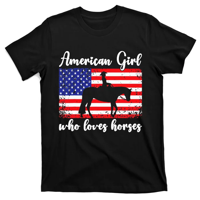 Proud American Usa Flag Who Loves Horses. T-Shirt