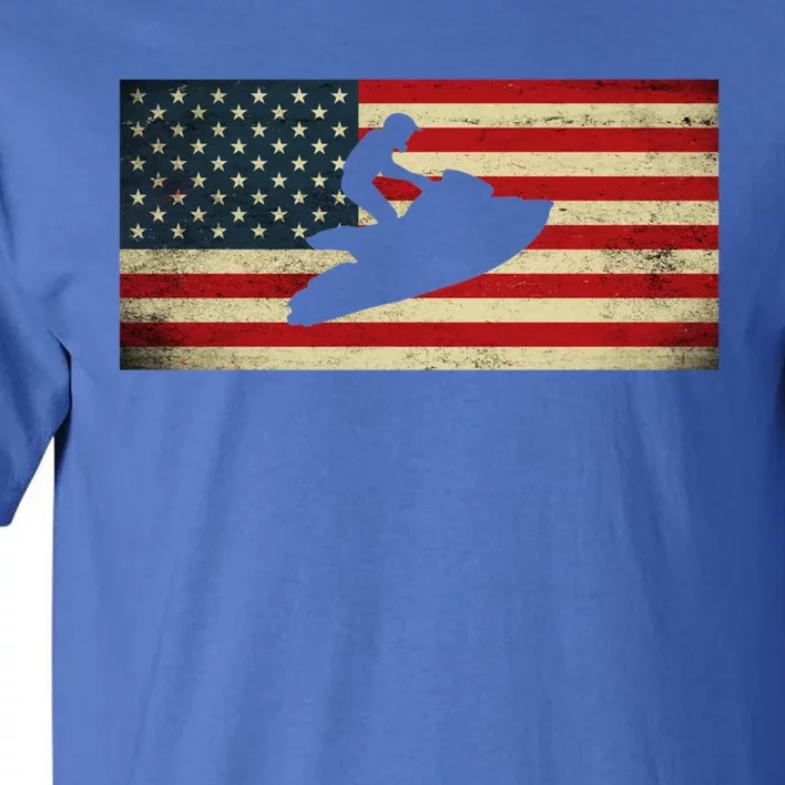 Patriotic American Usa Flag Jet Skiing Jet Ski Lover Gift Tall T-Shirt