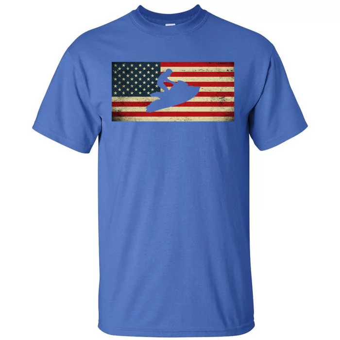 Patriotic American Usa Flag Jet Skiing Jet Ski Lover Gift Tall T-Shirt