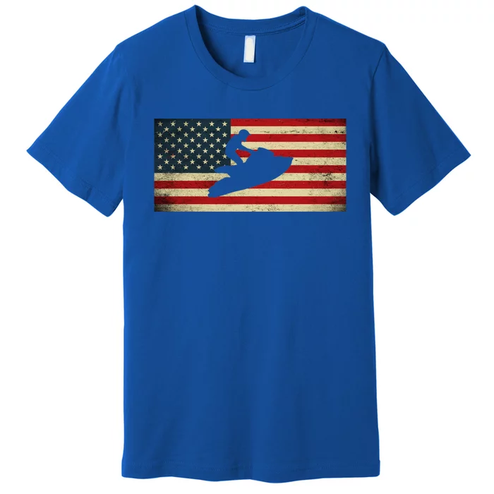 Patriotic American Usa Flag Jet Skiing Jet Ski Lover Gift Premium T-Shirt