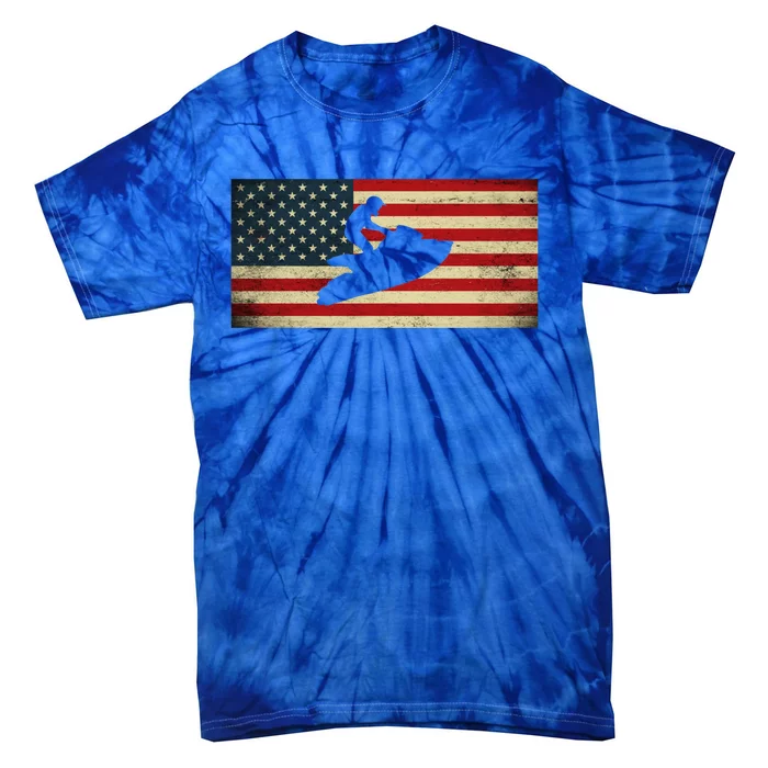 Patriotic American Usa Flag Jet Skiing Jet Ski Lover Gift Tie-Dye T-Shirt