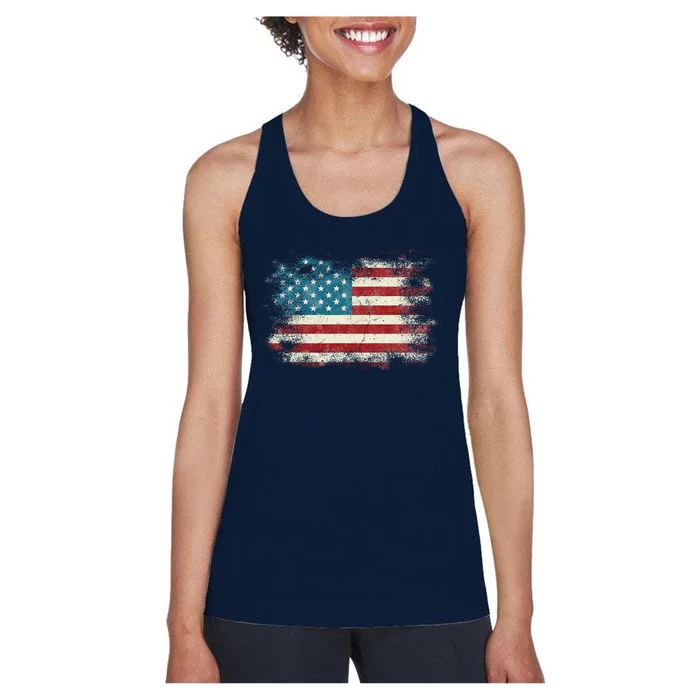 Patriotic American Usa Flag Women's Racerback Tank