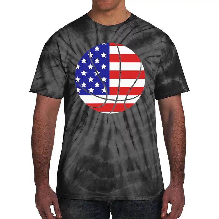 Patriotic American US Flag Fourth July funny Basketball Tie-Dye T-Shirt