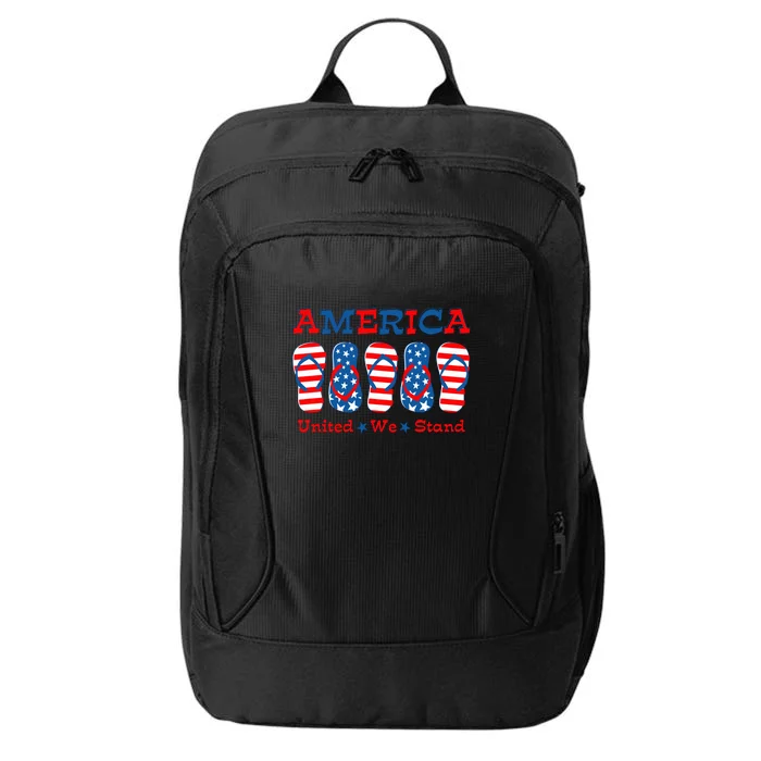 Patriotic America United We Stand Flip Flop July 4th Gift City Backpack