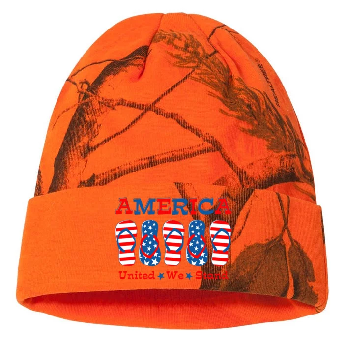 Patriotic America United We Stand Flip Flop July 4th Gift Kati - 12in Camo Beanie