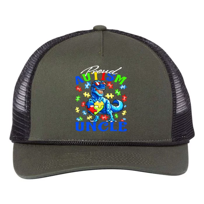 Proud Autism Uncle Dinosaur Autism Awareness Cool Gift Retro Rope Trucker Hat Cap