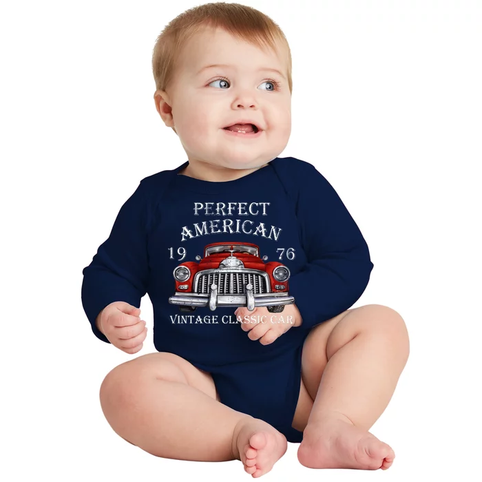 Perfect American Vintage Classic Car 1976 Baby Long Sleeve Bodysuit