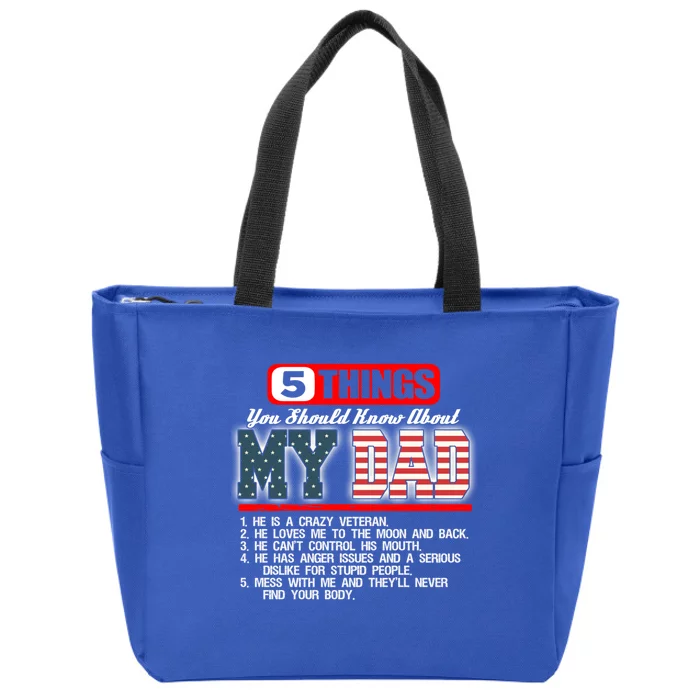 Proud American Veteran Dad Cute Gift Military Dad Gift Zip Tote Bag