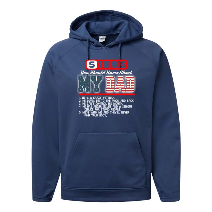 Proud American Veteran Dad Cute Gift Military Dad Gift Performance Fleece Hoodie