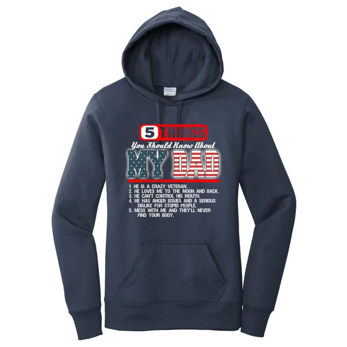 Proud American Veteran Dad Cute Gift Military Dad Gift Women's Pullover Hoodie