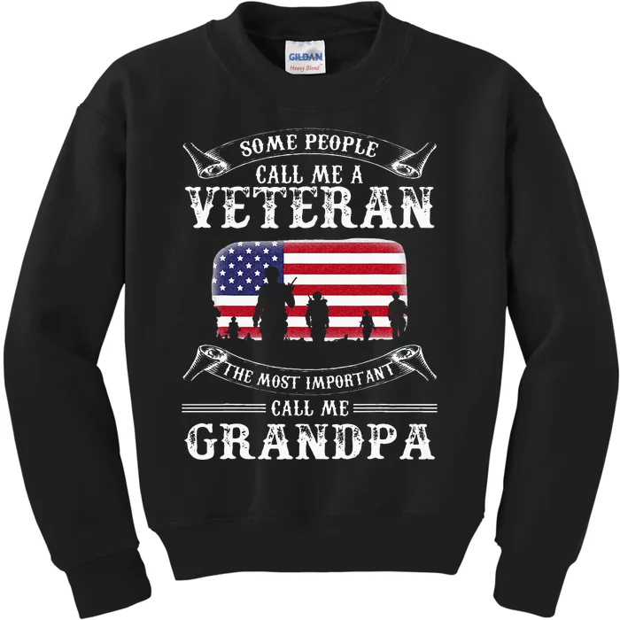 Proud Army Veteran Grandpa Fathers Day Gifts Kids Sweatshirt