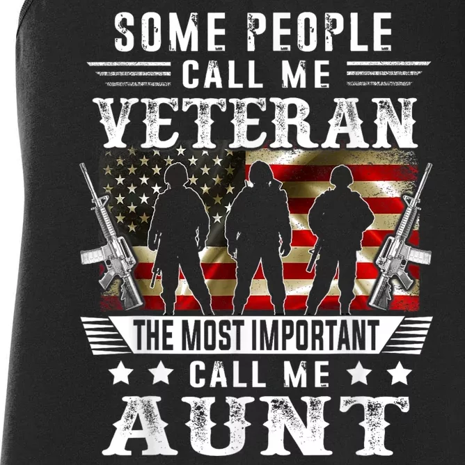 Proud Aunt Veteran American Flag Gifts VeteranS Day Mothers Women's Racerback Tank