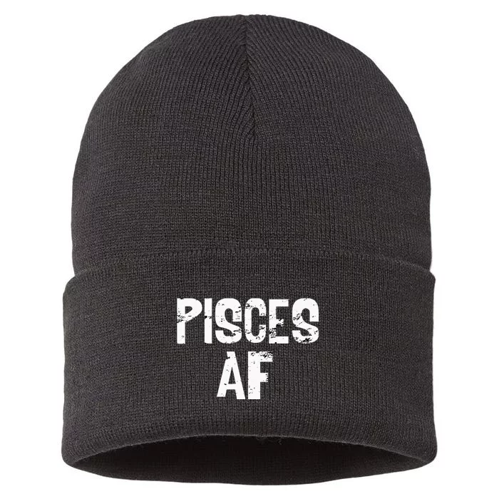 Pisces AF Vintage February March Zodiac Sustainable Knit Beanie