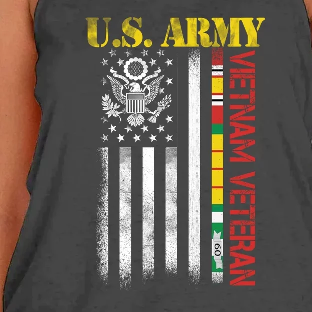 Proud Army Vietnam Veteran American Flag Women's Knotted Racerback Tank