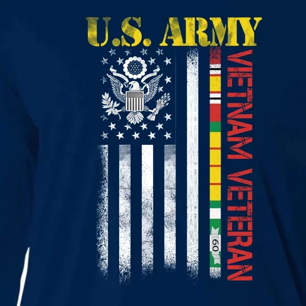 Proud Army Vietnam Veteran American Flag Cooling Performance Long Sleeve Crew