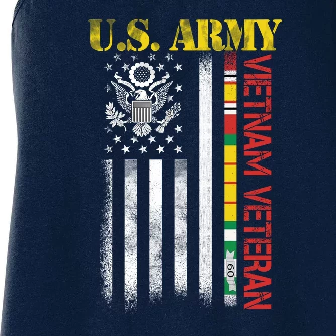 Proud Army Vietnam Veteran American Flag Women's Racerback Tank