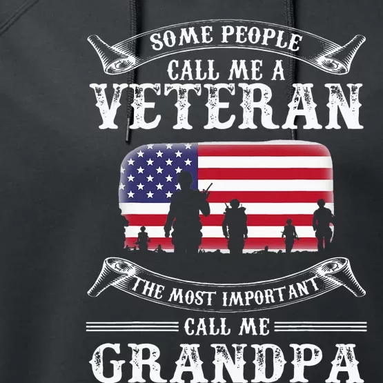 Proud Army Veteran Grandpa Fathers Day Gifts Performance Fleece Hoodie