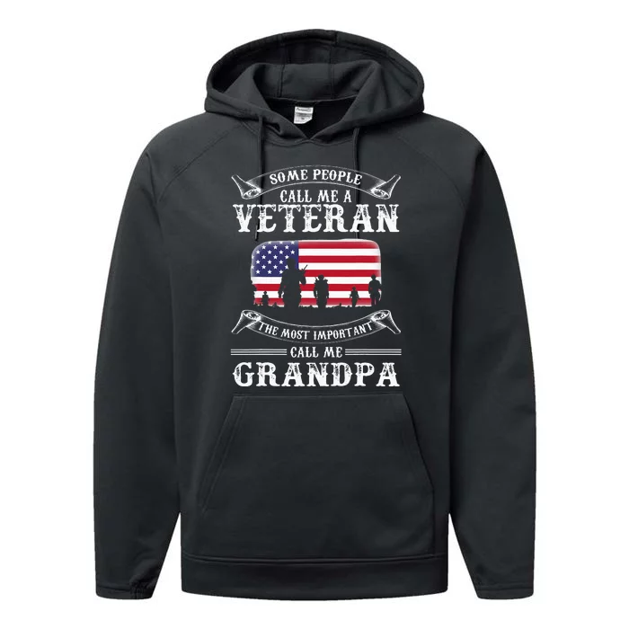 Proud Army Veteran Grandpa Fathers Day Gifts Performance Fleece Hoodie