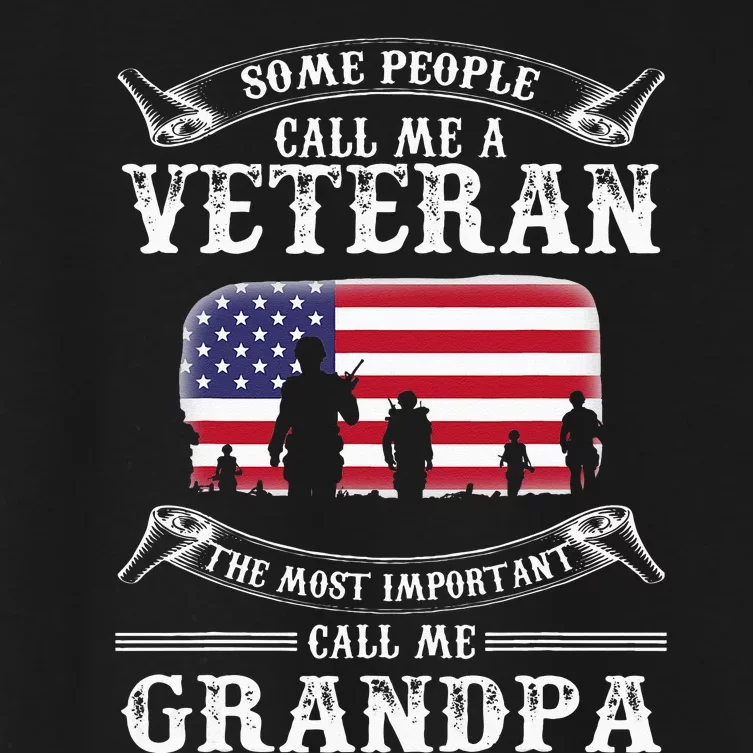 Proud Army Veteran Grandpa Fathers Day Gifts Women's Crop Top Tee