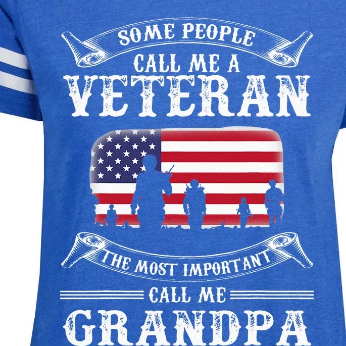 Proud Army Veteran Grandpa Fathers Day Gifts Enza Ladies Jersey Football T-Shirt