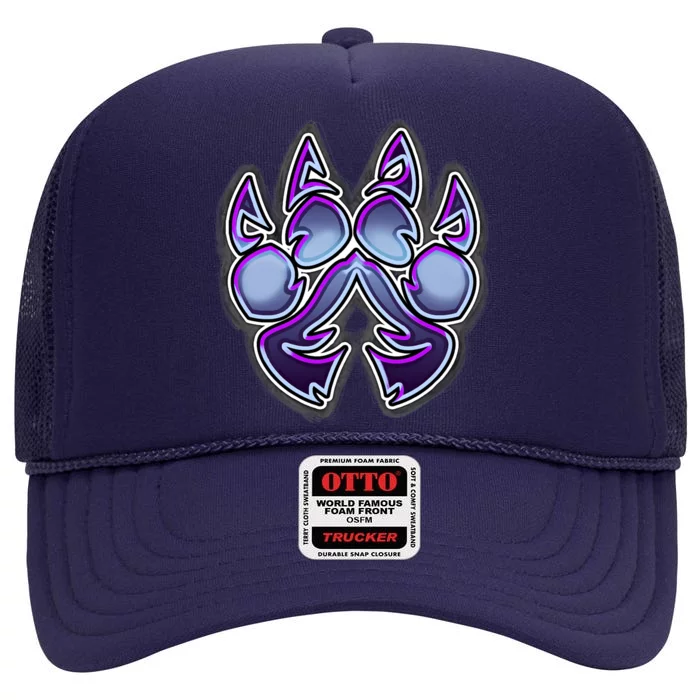 Paw Print High Crown Mesh Trucker Hat