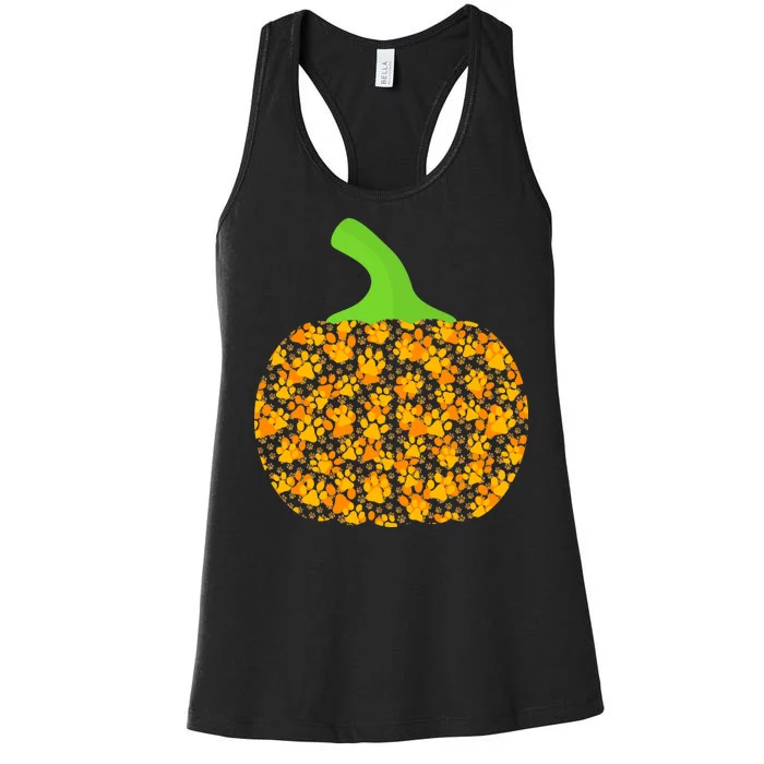 Paw Print Pumpkin Women's Racerback Tank