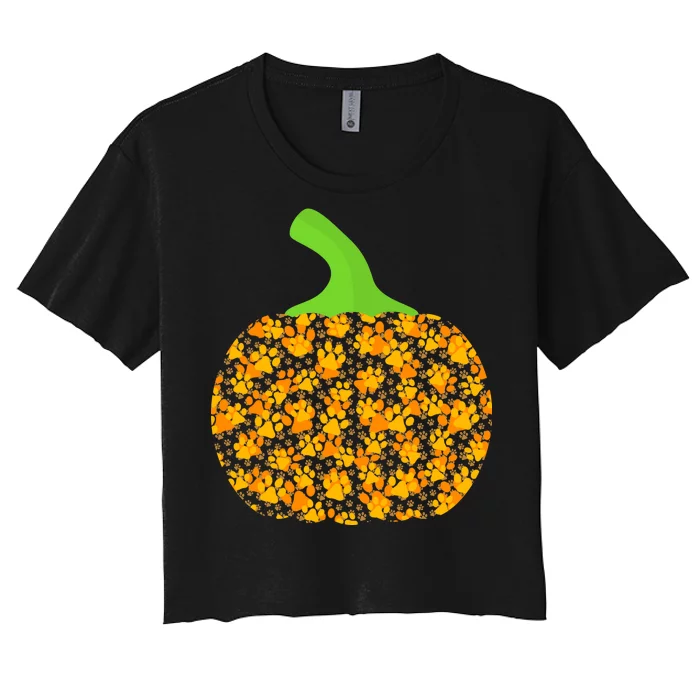 Paw Print Pumpkin Women's Crop Top Tee