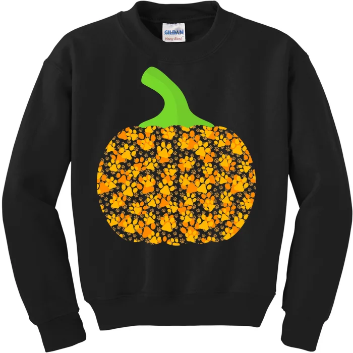 Paw Print Pumpkin Kids Sweatshirt