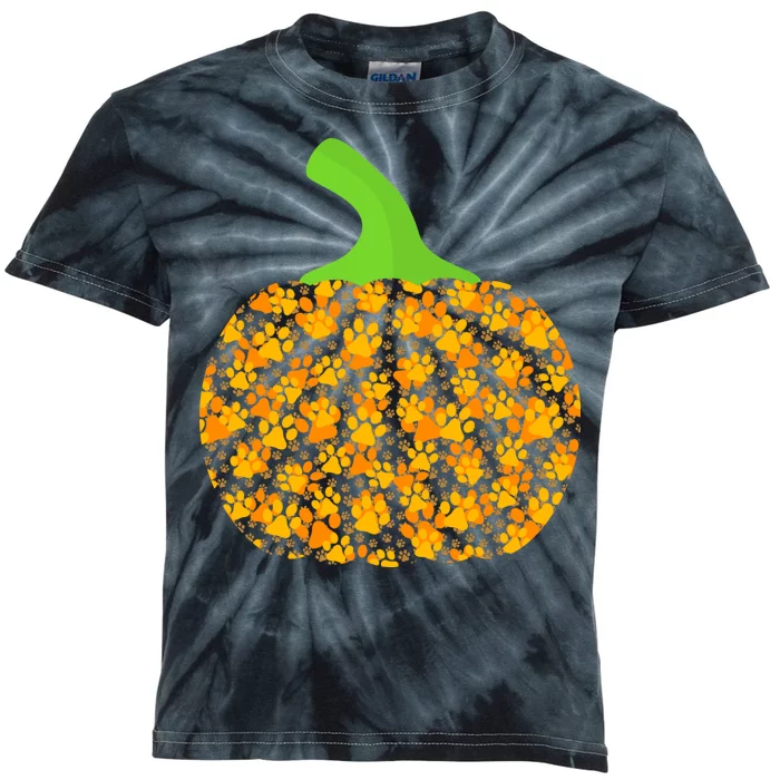 Paw Print Pumpkin Kids Tie-Dye T-Shirt