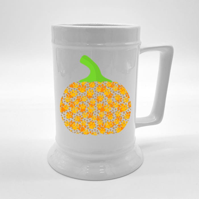 Paw Print Pumpkin Front & Back Beer Stein