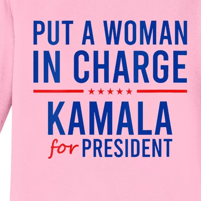 Put A Woman In Charge Kamala Harris Democrat Political Baby Long Sleeve Bodysuit