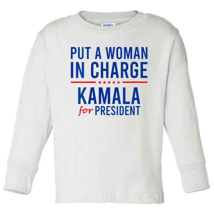 Put A Woman In Charge Kamala Harris Democrat Political Toddler Long Sleeve Shirt