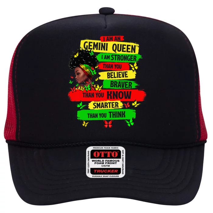 Proud Afro Woman Black Girl Zodiac Birthday Gemini Queen High Crown Mesh Trucker Hat