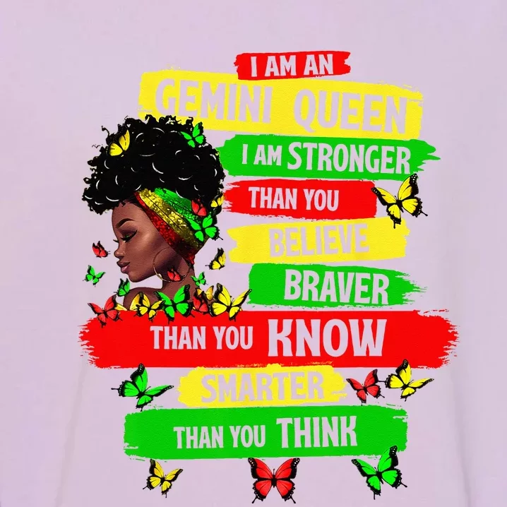 Proud Afro Woman Black Girl Zodiac Birthday Gemini Queen Garment-Dyed Sweatshirt