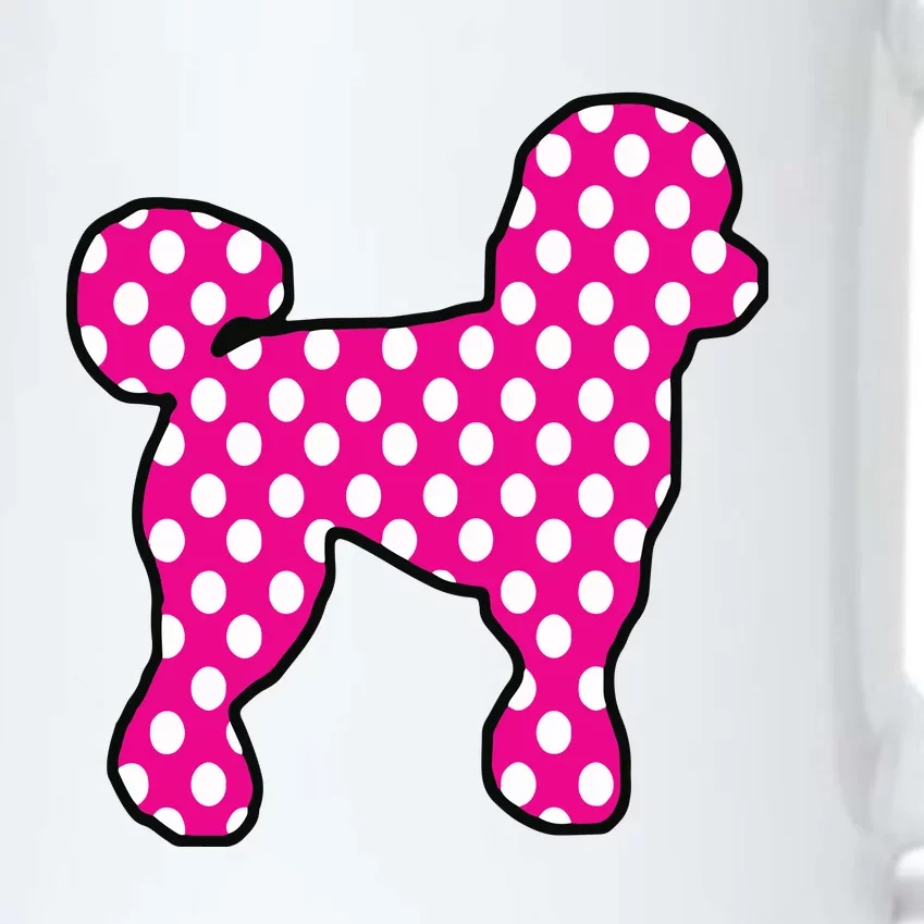 Pink And White Polka Dot Poodle For 50s Sock Hop Dance Black Color Changing Mug